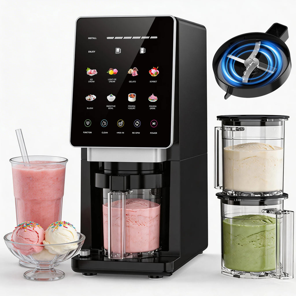 Machine à Crème Glacée 10-en-1 | Glace, Gelato, Sorbet & Smoothie Bowl en Quelques Minutes