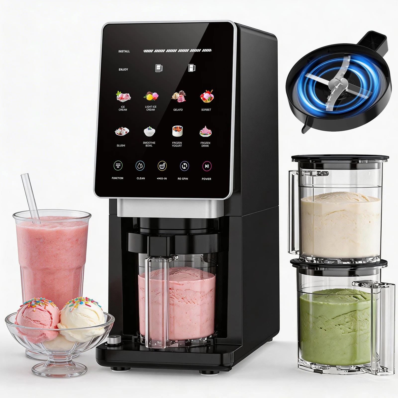 Machine à Crème Glacée 10-en-1 | Glace, Gelato, Sorbet & Smoothie Bowl en Quelques Minutes