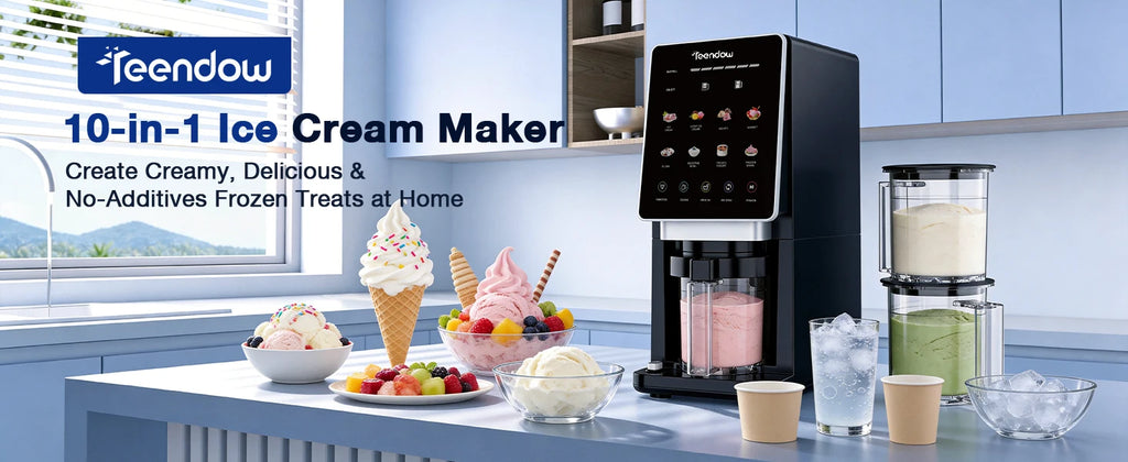 Machine à Crème Glacée 10-en-1 | Glace, Gelato, Sorbet & Smoothie Bowl en Quelques Minutes