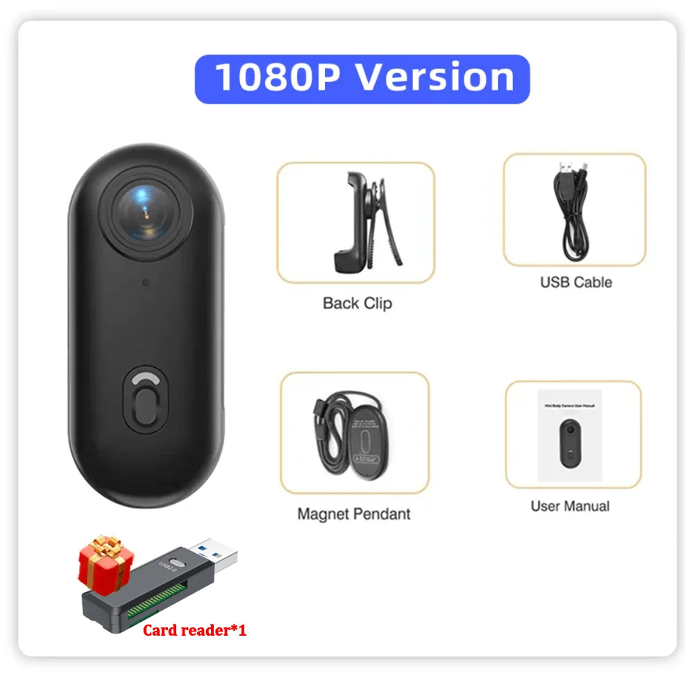 Mini caméra d'action 4K portable magnétique pour vlog, enregistreur corporel et pectoral, WiFi sans fil, étanche, pour casque, vélo et sports