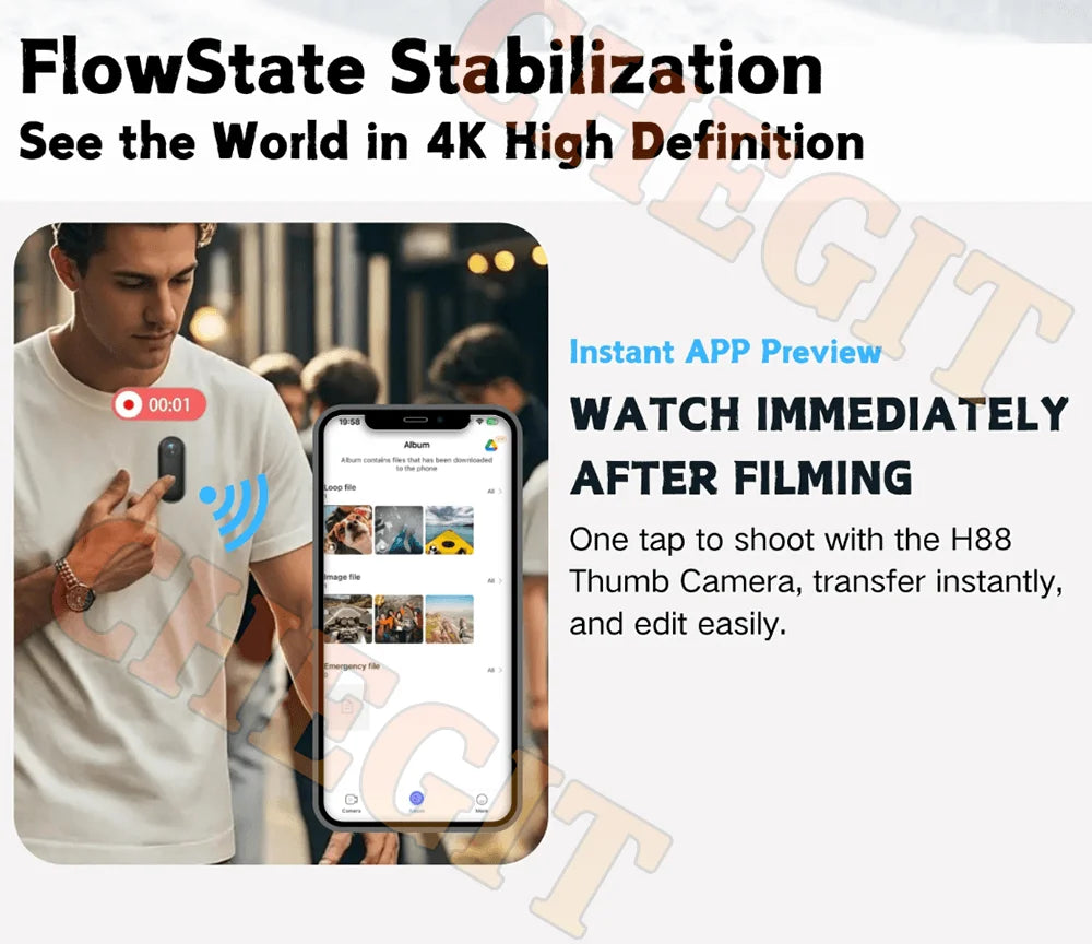 Mini caméra d'action 4K portable magnétique pour vlog, enregistreur corporel et pectoral, WiFi sans fil, étanche, pour casque, vélo et sports