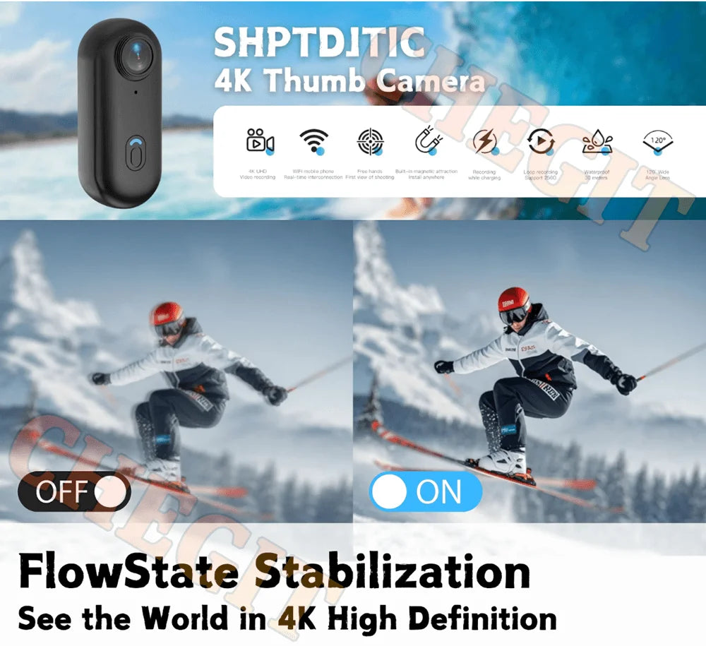 Mini caméra d'action 4K portable magnétique pour vlog, enregistreur corporel et pectoral, WiFi sans fil, étanche, pour casque, vélo et sports