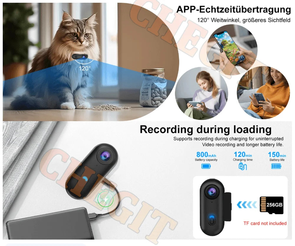 Mini caméra d'action 4K portable magnétique pour vlog, enregistreur corporel et pectoral, WiFi sans fil, étanche, pour casque, vélo et sports