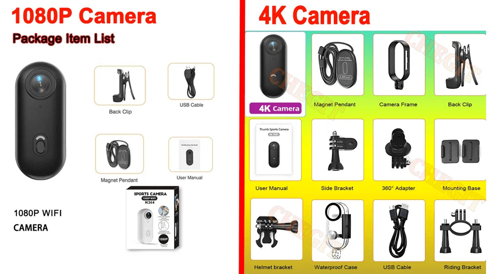 Mini caméra d'action 4K portable magnétique pour vlog, enregistreur corporel et pectoral, WiFi sans fil, étanche, pour casque, vélo et sports