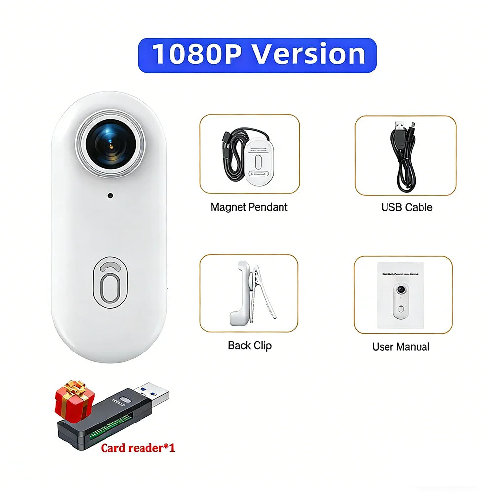 Mini caméra d'action 4K portable magnétique pour vlog, enregistreur corporel et pectoral, WiFi sans fil, étanche, pour casque, vélo et sports